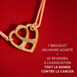 Histoire d'Or Bracelet Solidaire Lutte Contre Le Cancer Laiton Doré Hot
