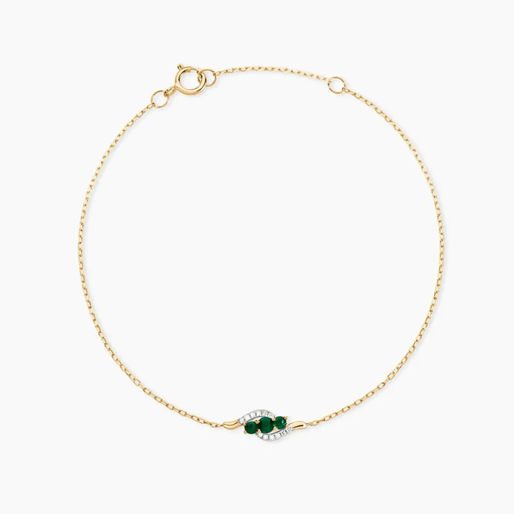 Histoire d'Or Bracelet Trinitie Or Jaune Emeraude Diamant or jaune émeraude Sale