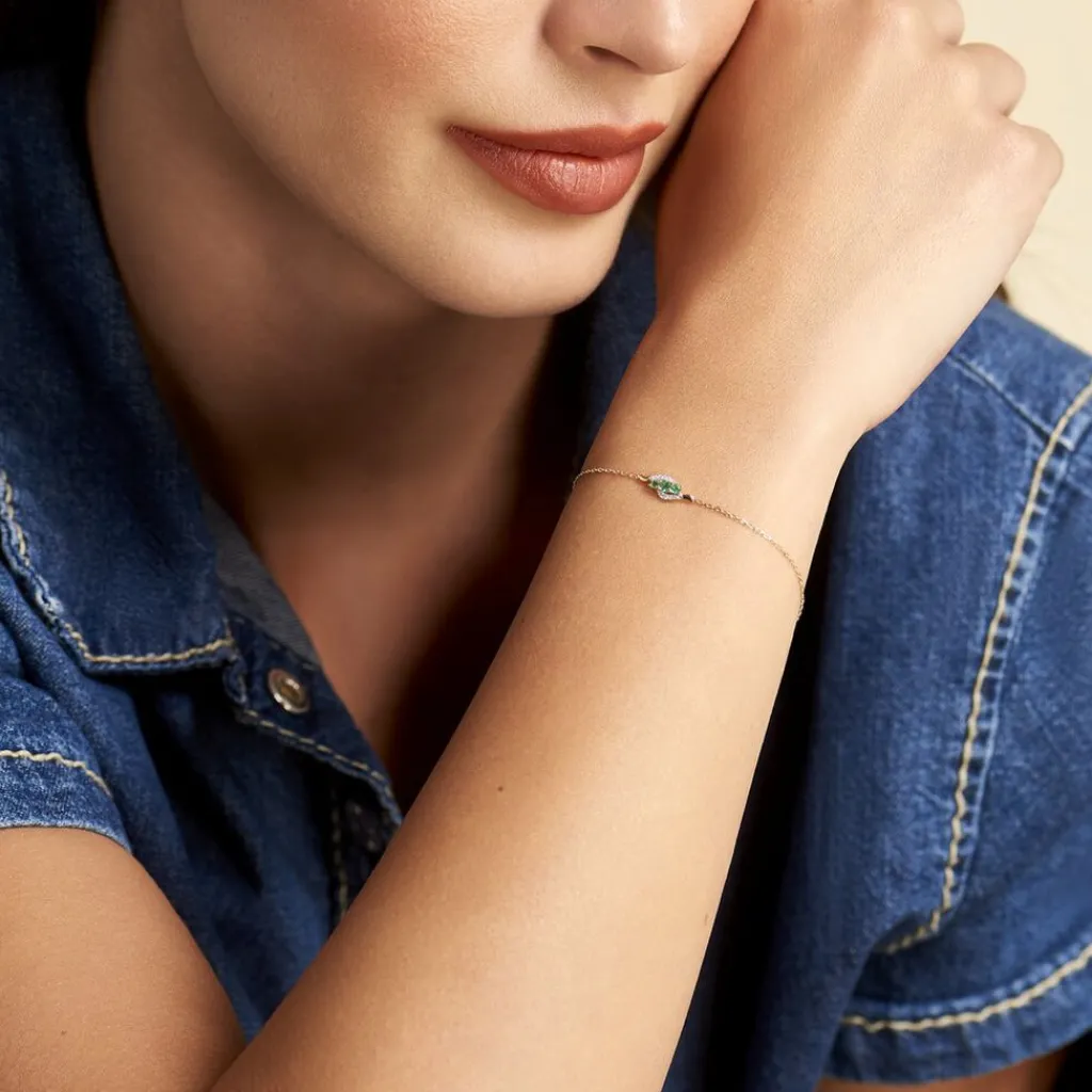 Histoire d'Or Bracelet Trinitie Or Jaune Emeraude Diamant or jaune émeraude Sale