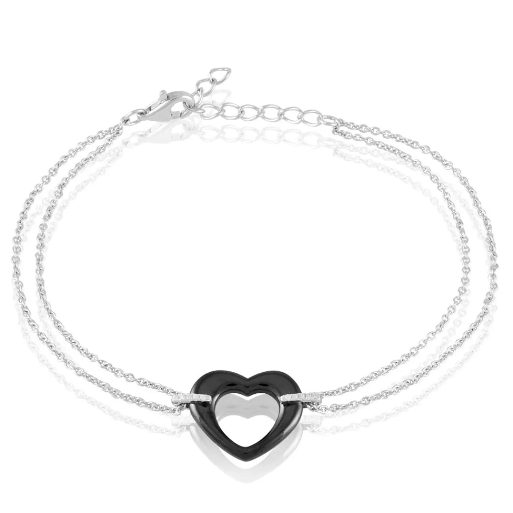 Histoire d'Or Bracelet Vivianne Argent Blanc Oxyde De Zirconium Et Céramique argent blanc céramique noire Discount