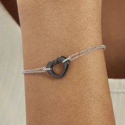 Histoire d'Or Bracelet Vivianne Argent Blanc Oxyde De Zirconium Et Céramique argent blanc céramique noire Discount