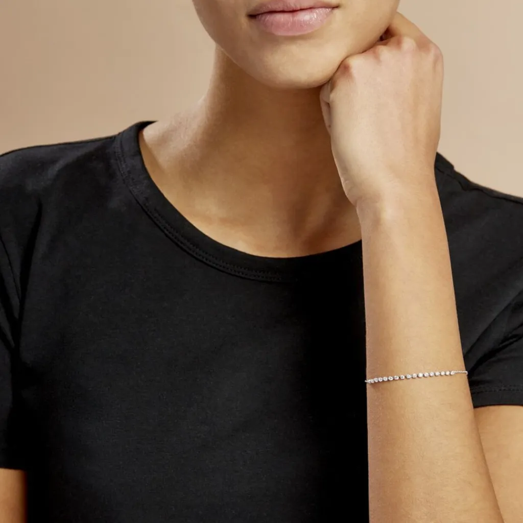 Histoire d'Or Bracelet Whitney Argent Blanc Oxyde De Zirconium New