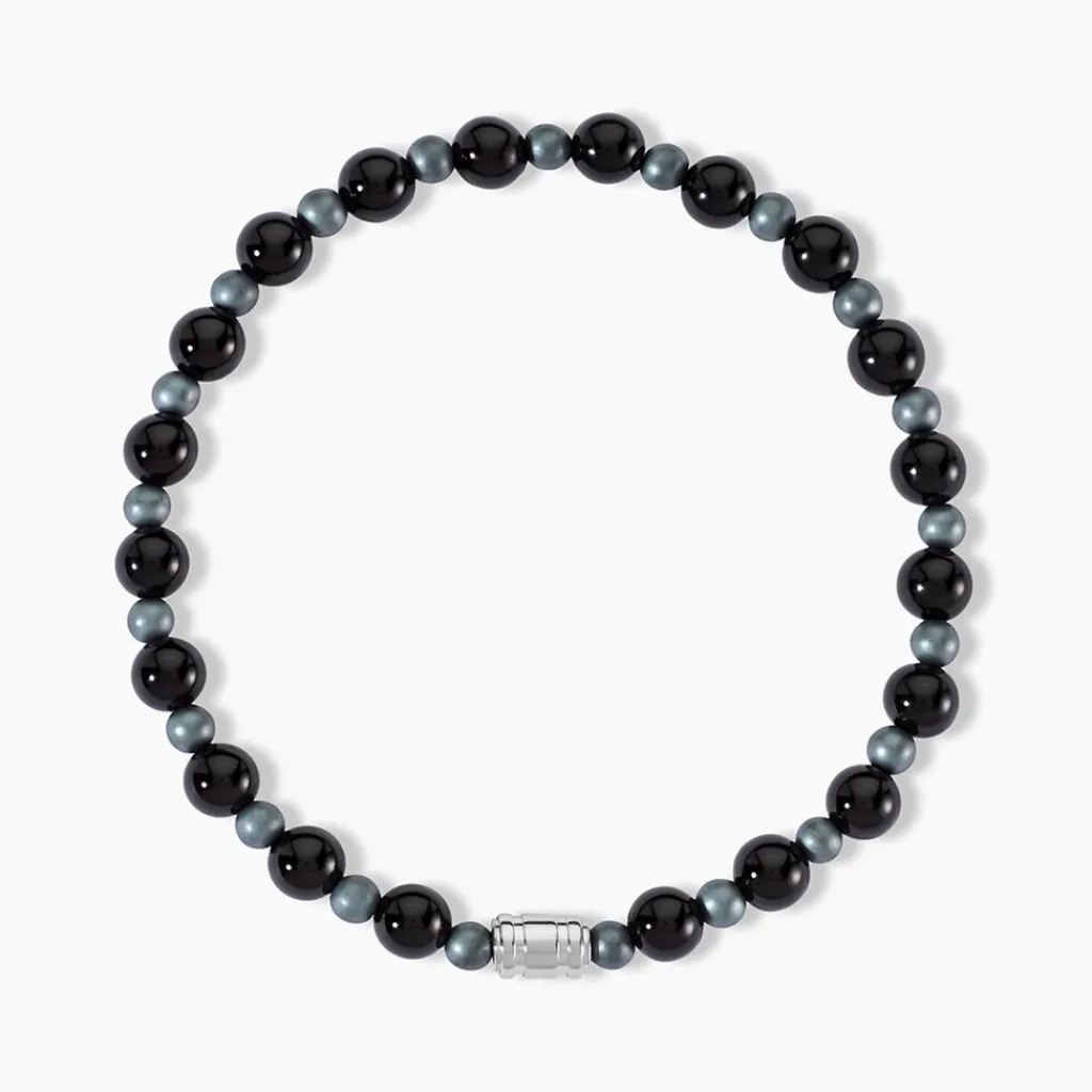 Histoire d'Or Bracelet Younes Acier Argenté Agate Hématite Online