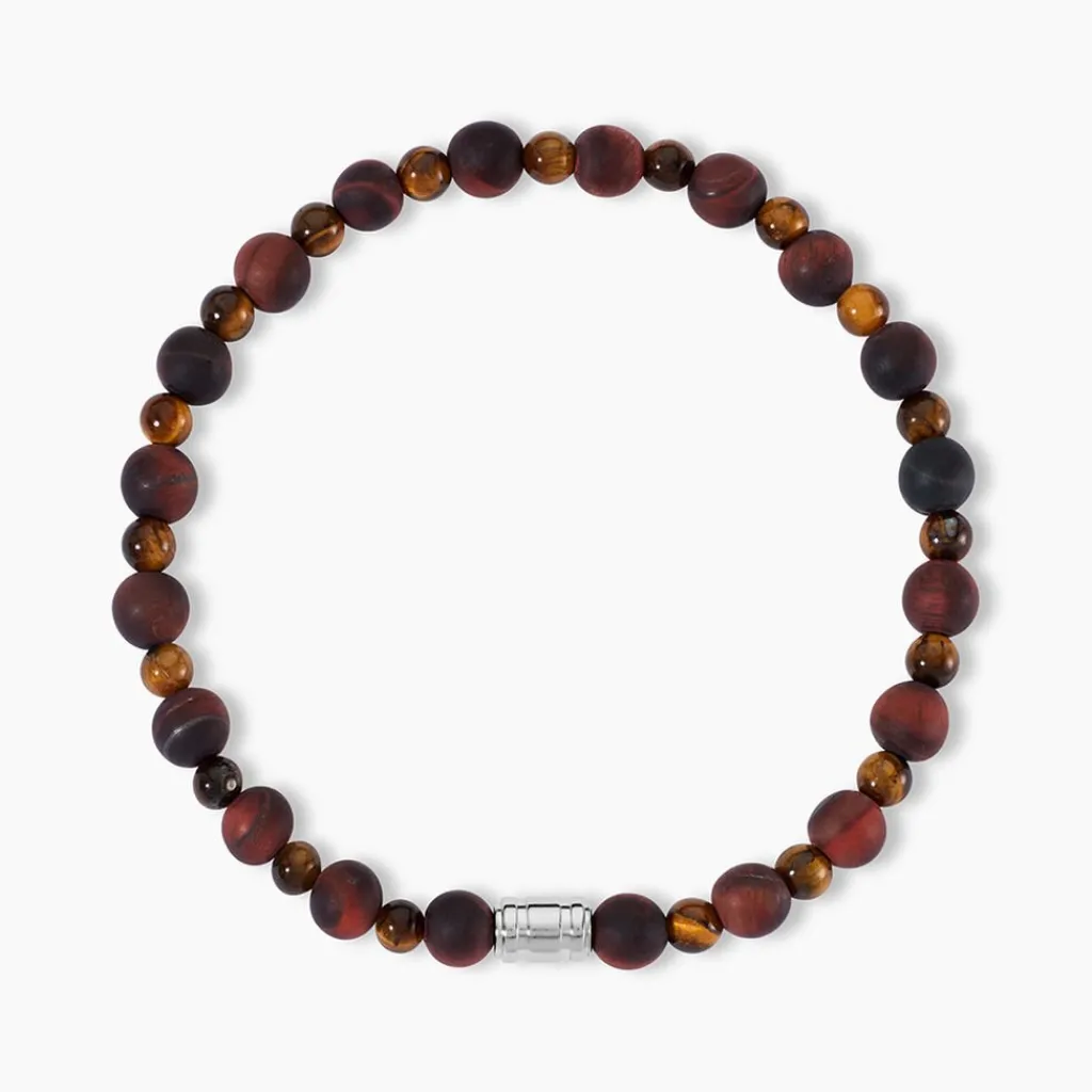 Histoire d'Or Bracelet Younes Acier Argenté Oeil De Tigre Outlet