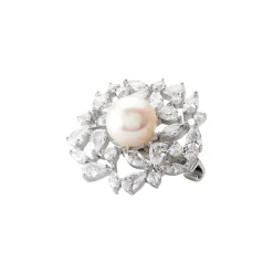Histoire d'Or Broche Kaki Argent Blanc Perle De Culture Hot
