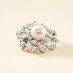 Histoire d'Or Broche Kaki Argent Blanc Perle De Culture Hot