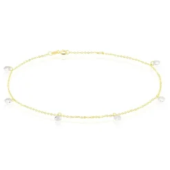 Histoire d'Or Chaine De Cheville Or Jaune Leucitica Oxydes De Zirconium