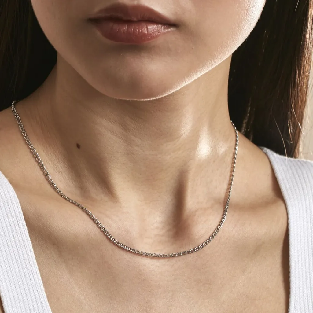 Histoire d'Or Chaîne Capucin Maille Marine Plate or blanc New