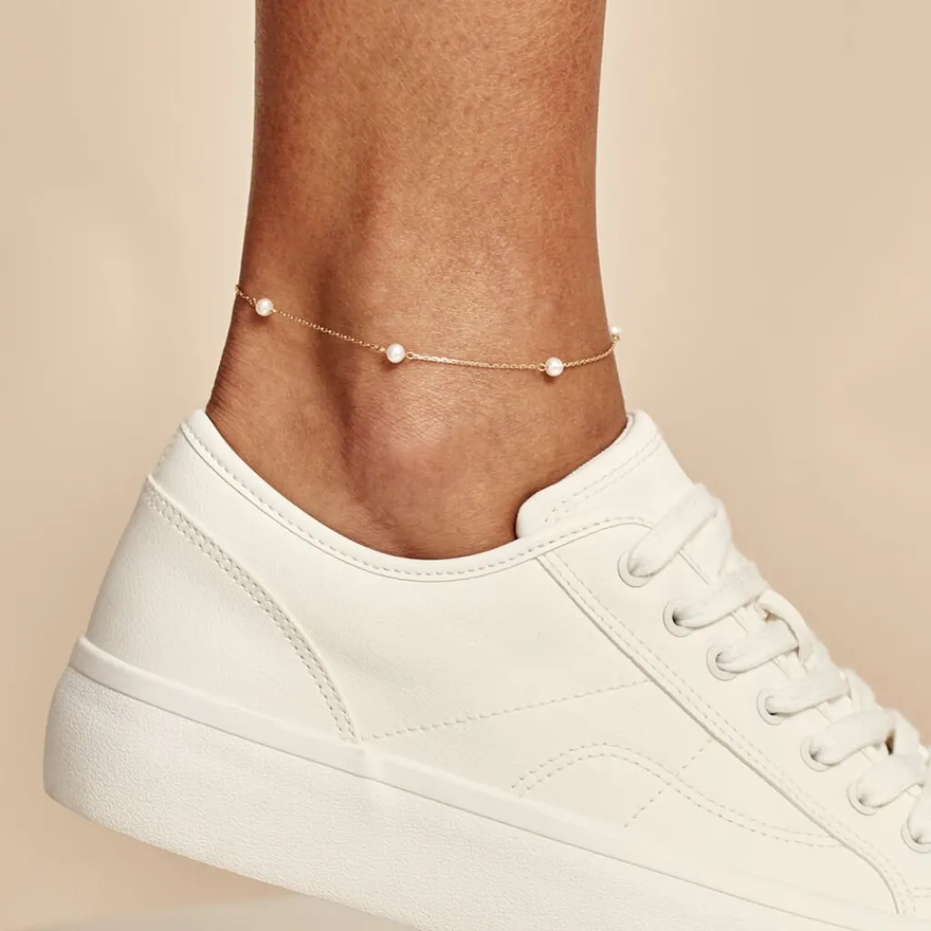 Histoire d'Or Chaîne De Cheville Akif Or Jaune Perle De Culture Best