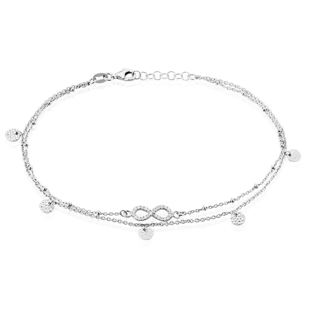 Histoire d'Or Chaîne De Cheville Argent Blanc Roschen Oxydes De Zirconium Discount