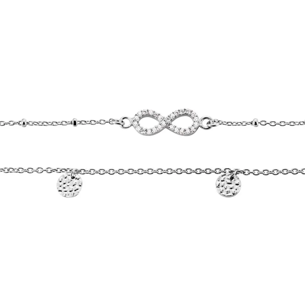 Histoire d'Or Chaîne De Cheville Argent Blanc Roschen Oxydes De Zirconium Discount