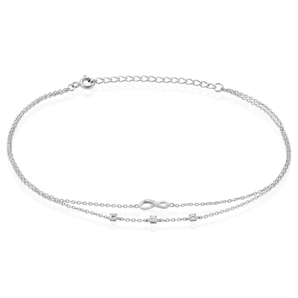Histoire d'Or Chaîne De Cheville Aurelio Argent Blanc Oxyde De Zirconium Hot