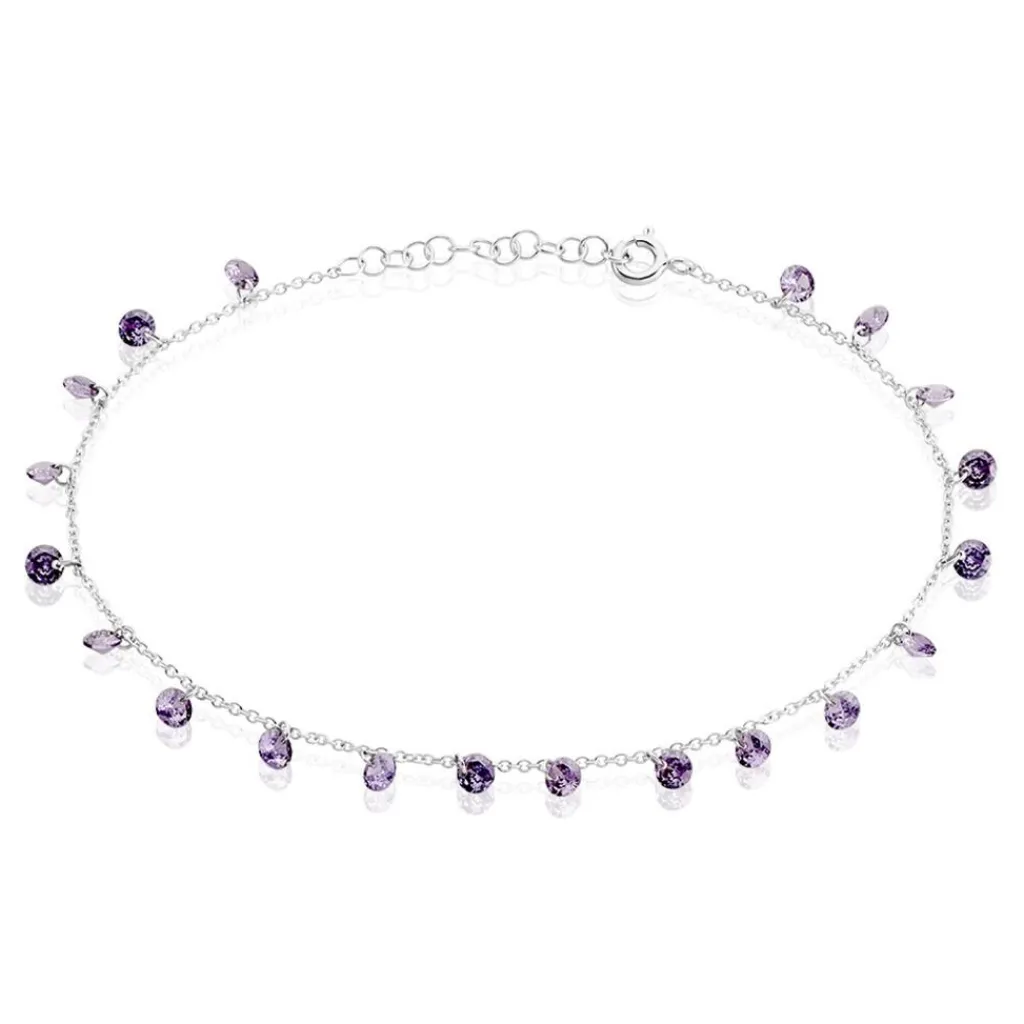 Histoire d'Or Chaîne De Cheville Carolaine Argent Blanc Oxyde De Zirconium argent blanc oxyde violet Online