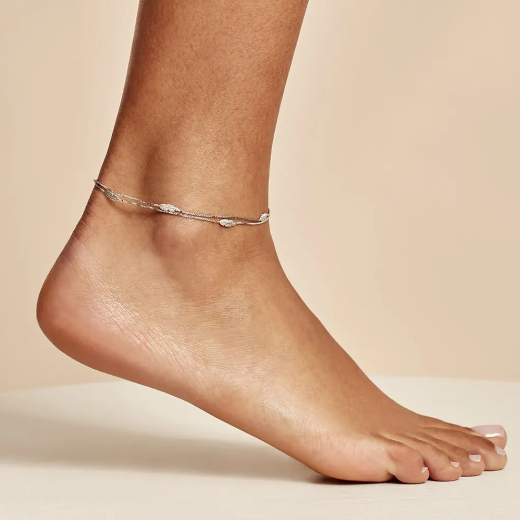 Histoire d'Or Chaîne De Cheville Hannen Argent Blanc Outlet