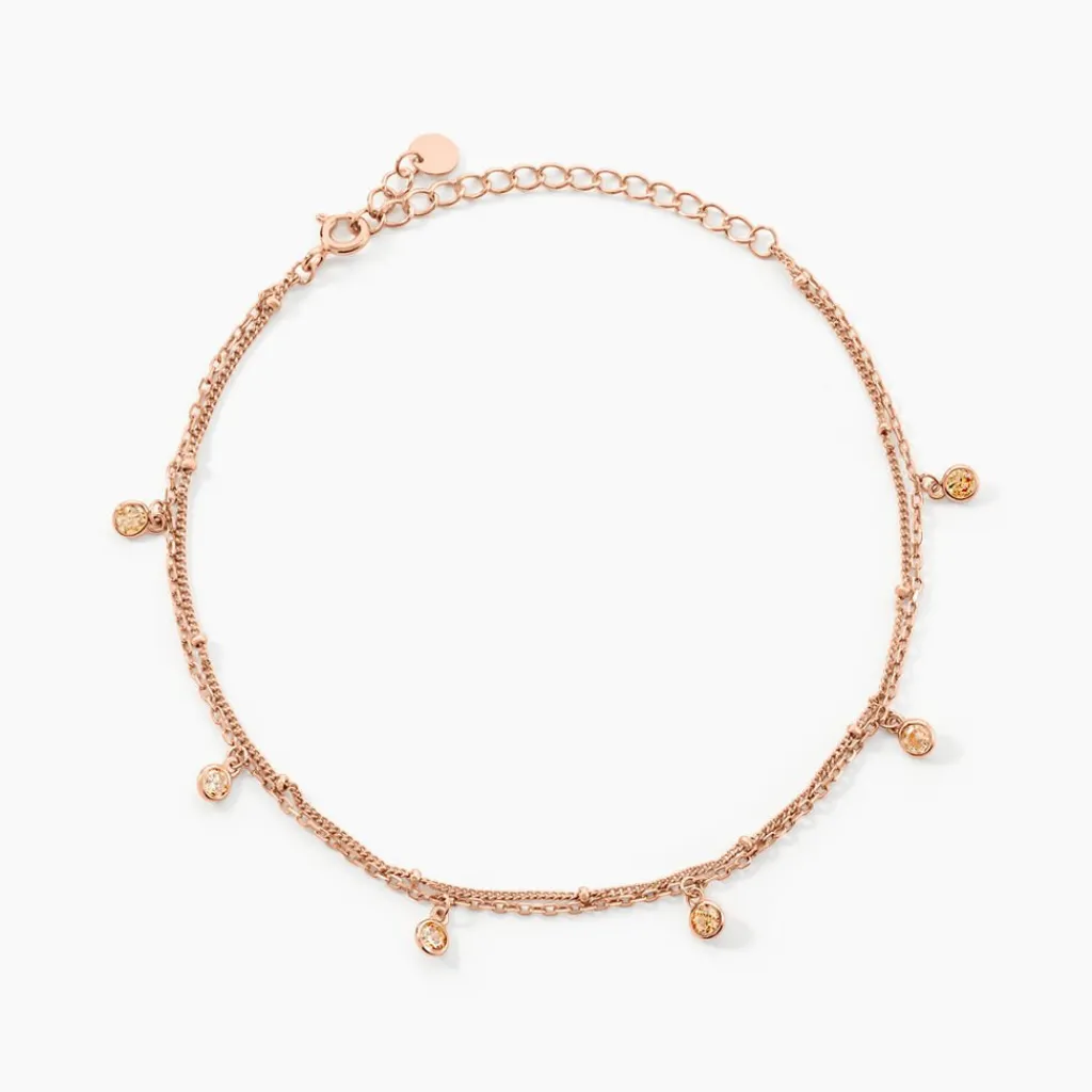 Histoire d'Or Chaîne De Cheville Heidi Argent Rose Oxyde De Zirconium argent rose oxyde champagne Discount