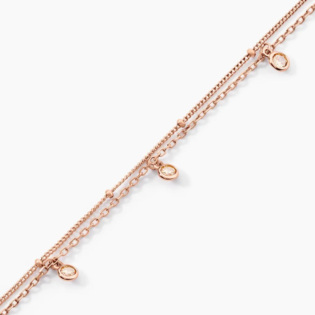 Histoire d'Or Chaîne De Cheville Heidi Argent Rose Oxyde De Zirconium argent rose oxyde champagne Discount
