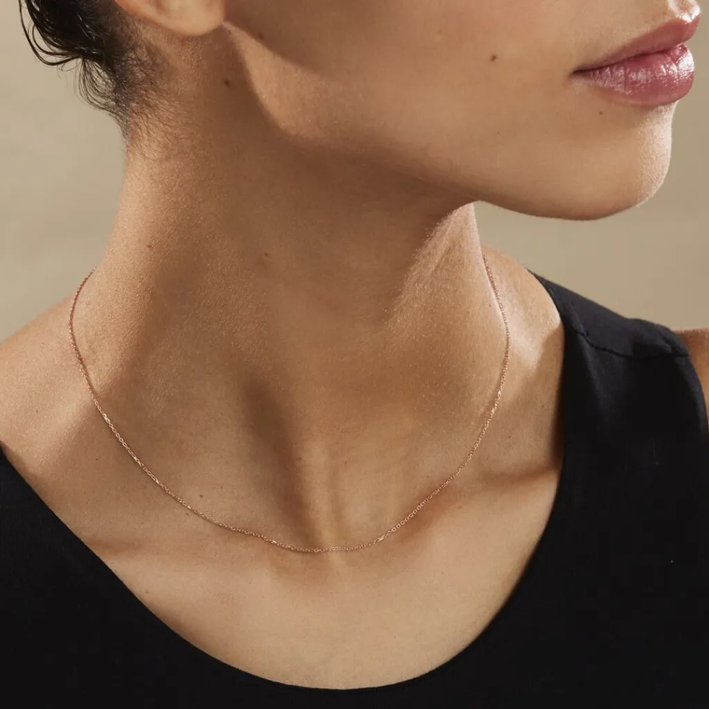 Histoire d'Or Chaîne Igoa Maille Forçat Diamantee or rose