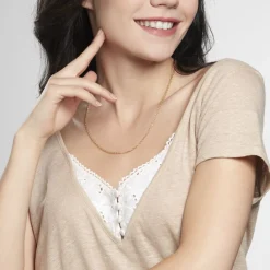 Histoire d'Or Chaîne Igoa Maille Forçat Diamantee Or Jaune New