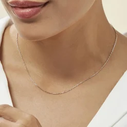 Histoire d'Or Chaîne Igoa Maille Forçat Diamantee Or Blanc Sale