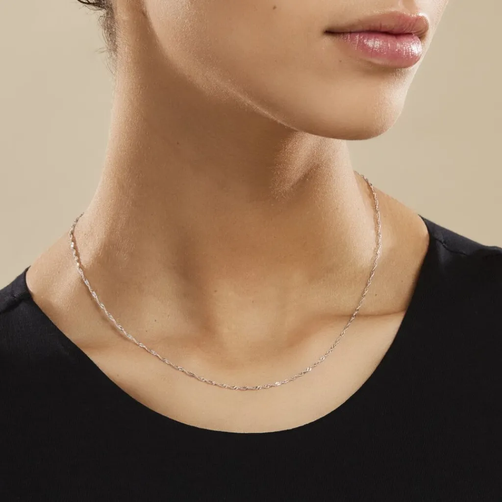 Histoire d'Or Chaîne Imanie Maille Singapour Or Blanc