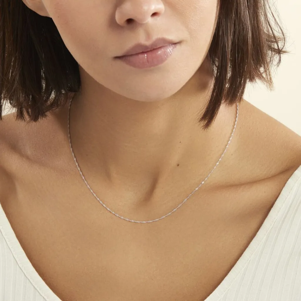 Histoire d'Or Chaîne Imanie Maille Singapour or blanc