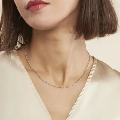 Histoire d'Or Chaîne Judicaelle Maille Alternée 1/3 Or Blanc Clearance
