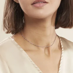 Histoire d'Or Chaîne Leliana Maille Singapour Or Blanc New