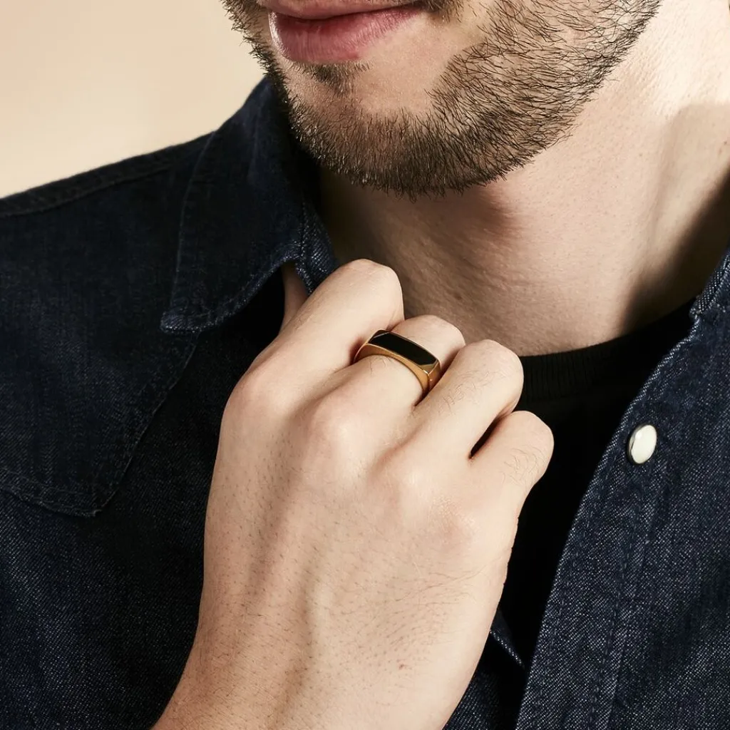 Histoire d'Or Chevaliere Plaqué Or Gregh Email Clearance