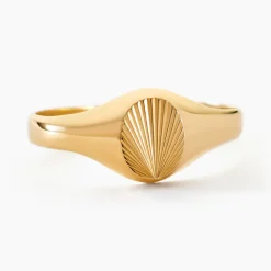 Histoire d'Or Chevaliere Solarium Or Jaune Ovale Soleil Outlet