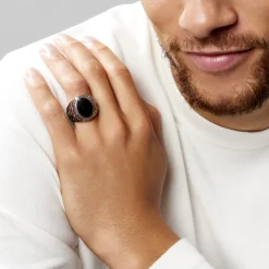 Histoire d'Or Chevaliere Zayn Acier Inoxydable Blanc Verre New