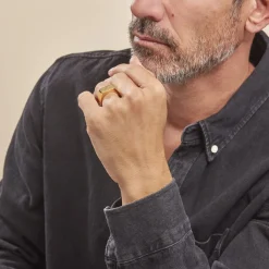 Histoire d'Or Chevalière Luciano acier doré Hot