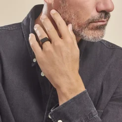 Histoire d'Or Chevalière Luciano acier noir Best