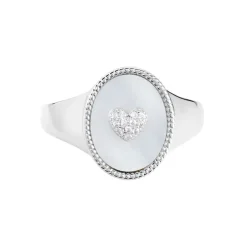 Histoire d'Or Chevalière Aracely Argent Blanc Nacre Oxyde De Zirconium Sale