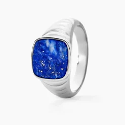 Histoire d'Or Chevalière Argent Blanc Calisto Lapis Lazuli