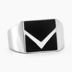 Histoire d'Or Chevalière Argent Blanc Christoffer Email Discount