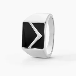 Histoire d'Or Chevalière Argent Blanc Christoffer Email Discount