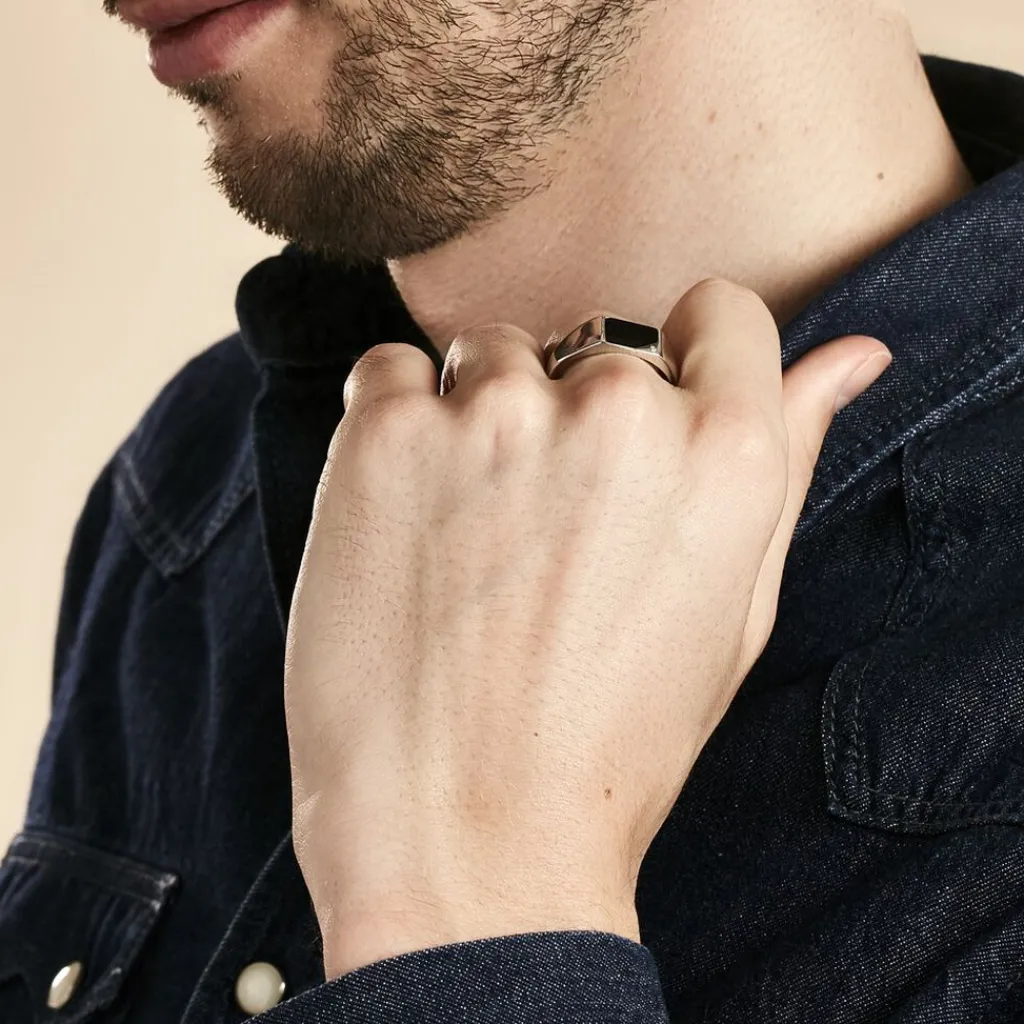 Histoire d'Or Chevalière Argent Blanc Python Email Et Oxyde De Zirconium Best