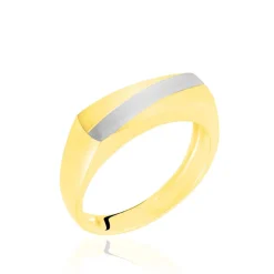 Histoire d'Or Chevalière Benton Rectangulaire Ligne Or Bicolore Clearance