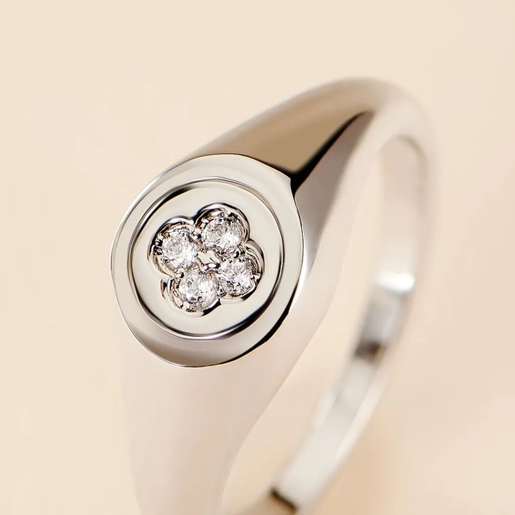 Histoire d'Or Chevalière Chesley Argent Blanc Oxyde De Zirconium Hot