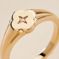 Histoire d'Or Chevalière Cosma Plaqué Or Jaune Oxyde De Zirconium New