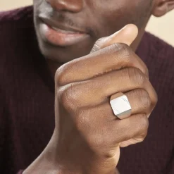 Histoire d'Or Chevalière Daniel Argent Blanc Discount