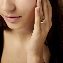 Histoire d'Or Chevalière Deimos Ovale Diamantee Soleil Or Jaune