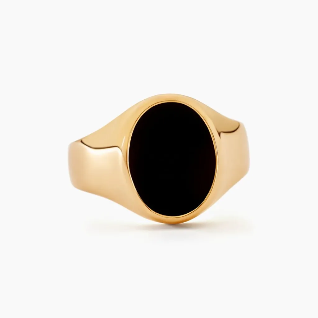 Histoire d'Or Chevalière Filipp Ovale Or Jaune Onyx