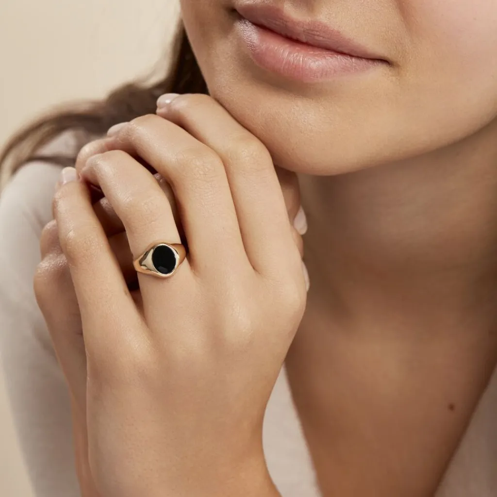 Histoire d'Or Chevalière Gerolt Ovale Or Jaune Onyx Online