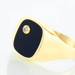 Histoire d'Or Chevalière Glynn Or Jaune Onyx Diamant Clearance