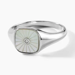 Histoire d'Or Chevalière Goddess Argent Blanc Nacre Oxyde De Zirconium argent blanc nacre blanc Best