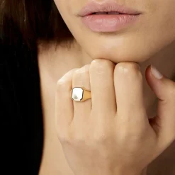 Histoire d'Or Chevalière Gregg Carree Diamantee Soleil Or Jaune Clearance