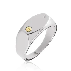 JOURDAN Chevalière Lord Acier Bicolore Diamant Online