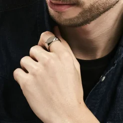 JOURDAN Chevalière Lord Acier Bicolore Diamant Online