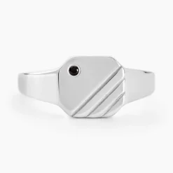 Histoire d'Or Chevalière Kaden Argent Blanc Oxyde De Zirconium Noir Online